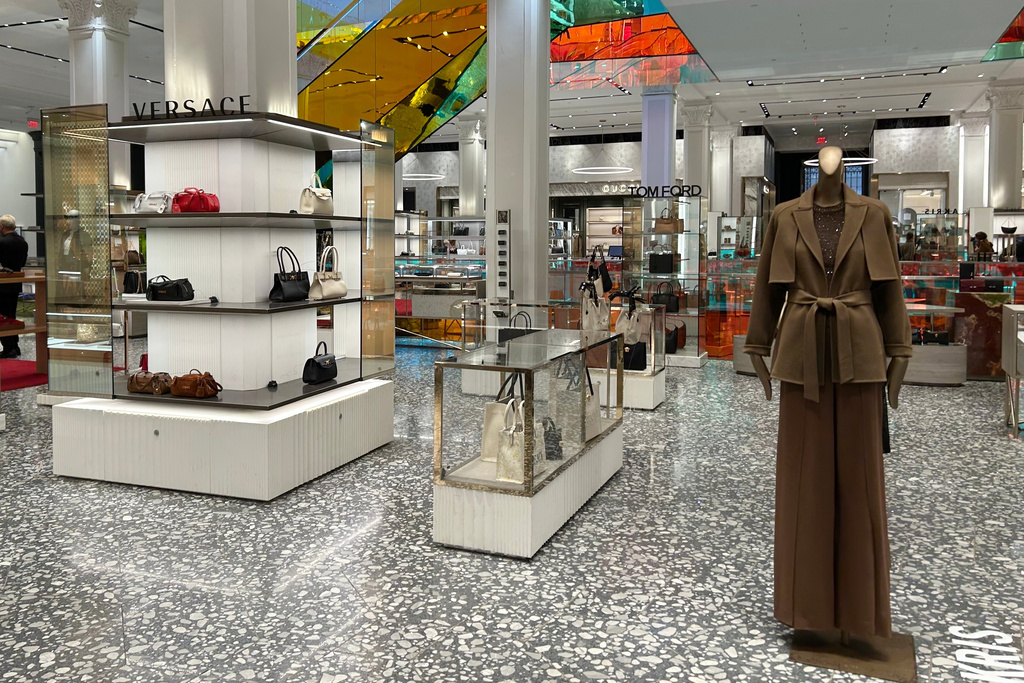 Versace merchandise is on display at Saks Fifth Avenue on Friday, Jan. 16, 2026 in New York. (AP Photo/Anne D'Innocenzio)