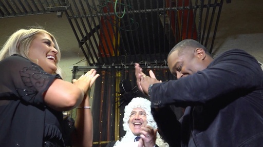 This photo taken from video shows Destiny Walker, left, and Larry Moss, right, celebrating after a judge married them at the Historic Jail and Sheriff's Residence on Friday, Oct. 31, 2025, in Delaware, Ohio. (AP Photo/Patrick Aftoora-Orsagos) This photo taken from video shows Destiny Walker, left, and Larry Moss, right, celebrating after a judge married them at the Historic Jail and Sheriff's Residence on Friday, Oct. 31, 2025, in Delaware, Ohio. (AP Photo/Patrick Aftoora-Orsagos)