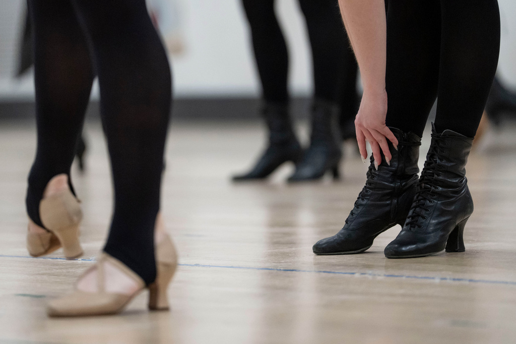 A dancer prepares for an audition for the Radio City Rockettes at Radio City Music Hall in New York, on Wednesday, April 22, 2026. (AP Photo/Yuki Iwamura)