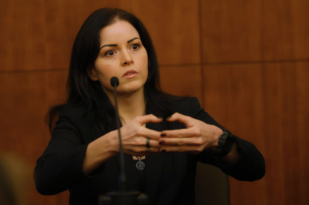 Duxbury firefighter Jennifer Stratton testifies during the murder trial for Lindsay Clancy at Plymouth Superior Court in Plymouth, Mass., on Thursday, July 30, 2026. (CJ Gunther/The Boston Herald via AP, Pool)