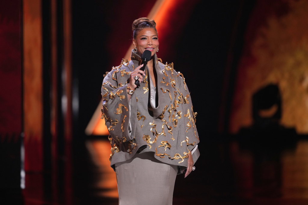 Queen Latifah introduces a performance from "Chicago" during the 79th Tony Awards on Sunday, June 7, 2026, at Radio City Music Hall in New York. (Photo by Charles Sykes/Invision/AP)