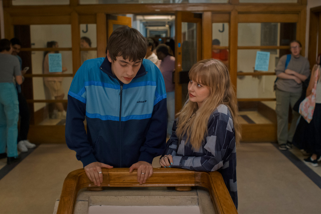 This image released by Focus Features shows Spike Fearn, left, and Angourie Rice in a scene from "Finding Emily." (Matt Squire/Focus Features vis AP)