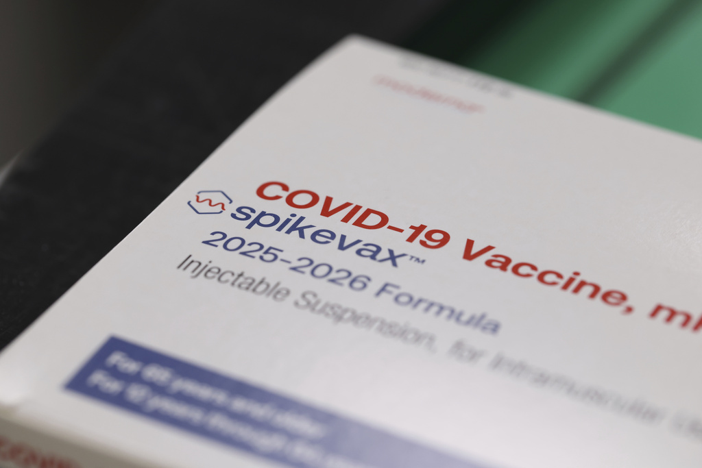 This photo provided by Moderna in August 2025 shows fill and finish production of the updated mNEXSPIKE COVID-19 vaccine, in Madrid. (Moderna via AP)
