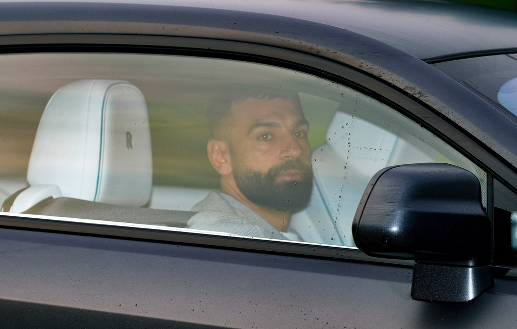 Liverpool's Mohamed Salah arrives at AXA Training Centre, in Liverpool, England, Tuesday Dec. 9, 2025. (Peter Byrne/PA via AP)