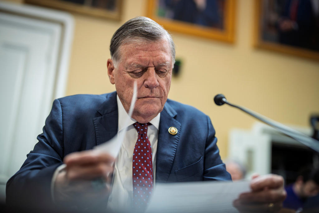 House Appropriations Chair Tom Cole, R-Okla., prepares to speak before the House Rules Committee as the panel meets to advance a federal funding package and prevent a prolonged partial government shutdown, at the Capitol in Washington, Monday, Feb. 2, 2026. (AP Photo/J. Scott Applewhite)