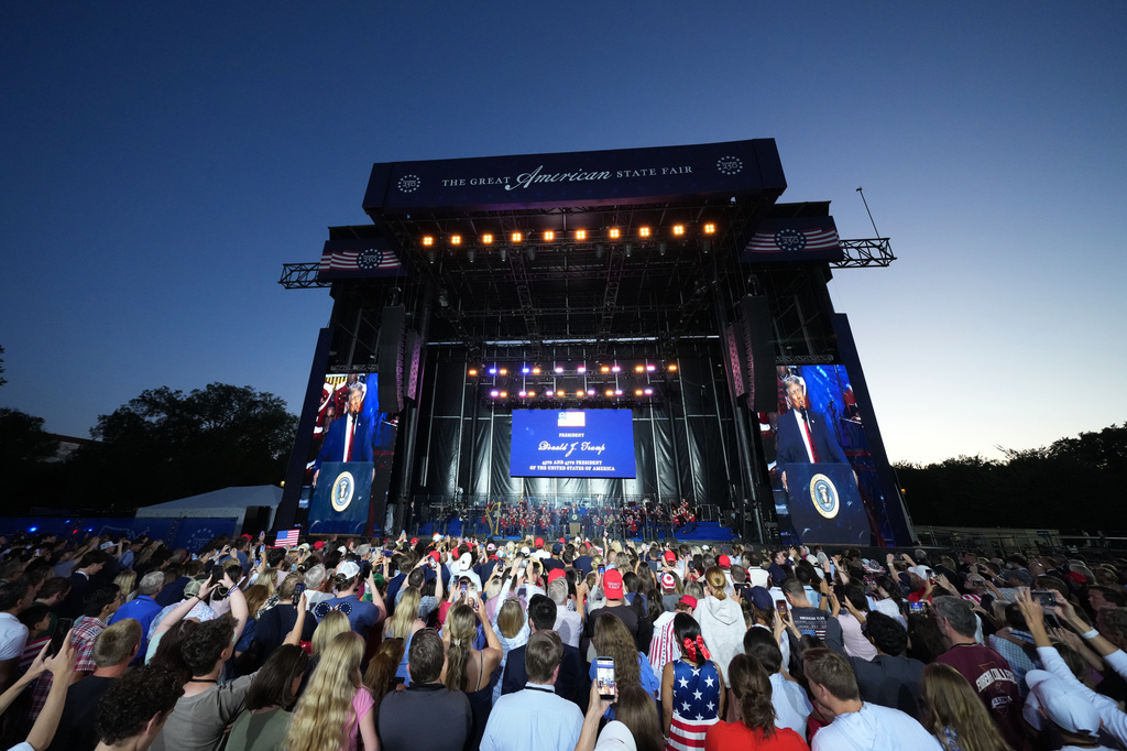 President Donald Trump speaks at the opening of the Great American State Fair on the National Mall, Wednesday, June 24, 2026, in Washington. (AP Photo/Alex Brandon)