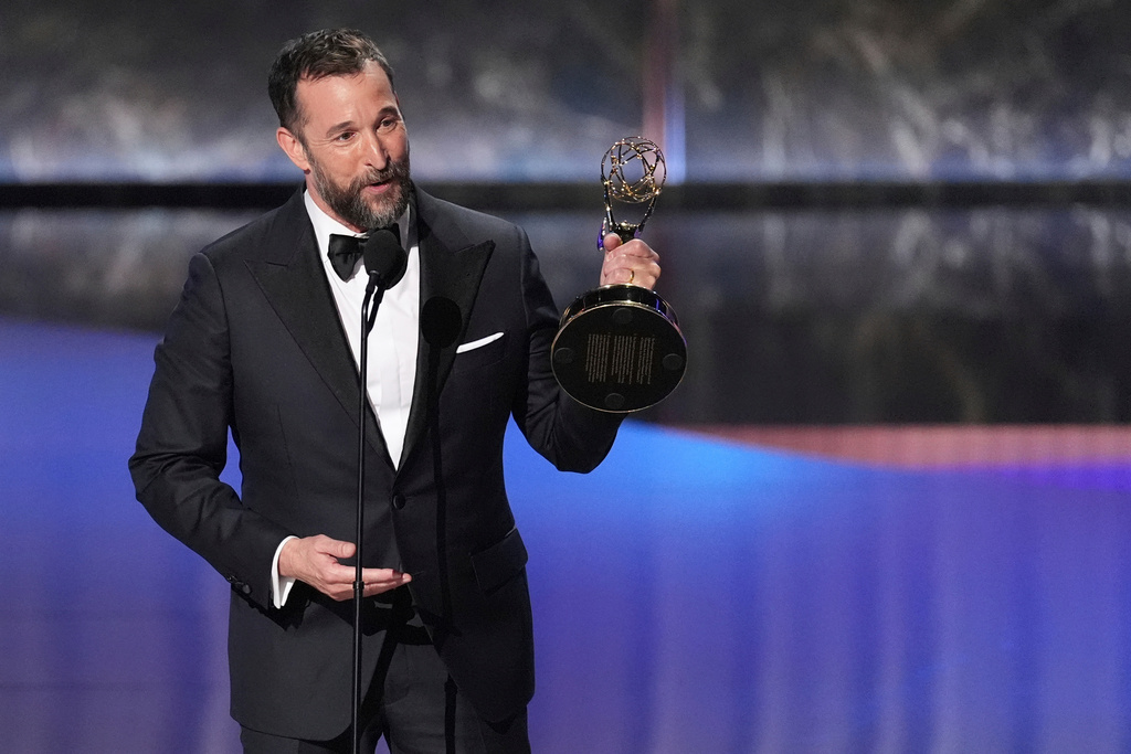 FILE - Noah Wyle accepts the award for outstanding lead actor in a drama series for "The Pitt" during the 77th Primetime Emmy Awards on Sept. 14, 2025, at the Peacock Theater in Los Angeles. (AP Photo/Chris Pizzello, File)