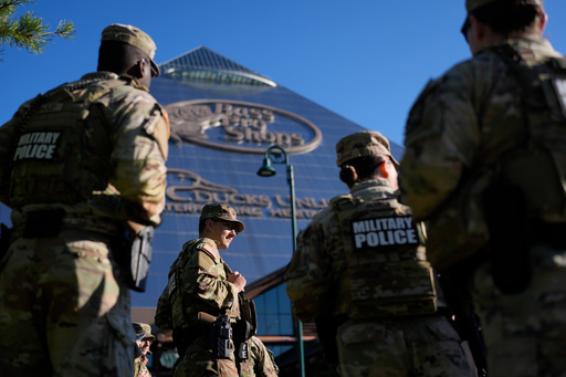 Members of National Guard patrol outside a Bass Pro Shops, Friday, Oct. 10, 2025, in Memphis, Tenn. (AP Photo/George Walker IV) Members of National Guard patrol outside a Bass Pro Shops, Friday, Oct. 10, 2025, in Memphis, Tenn. (AP Photo/George Walker IV)