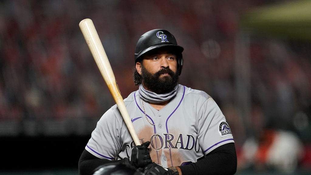 FILE - Colorado Rockies' Matt Kemp against the San Francisco Giants during a baseball game in San Francisco, Sept. 22, 2020. (AP Photo/Jeff Chiu, File)