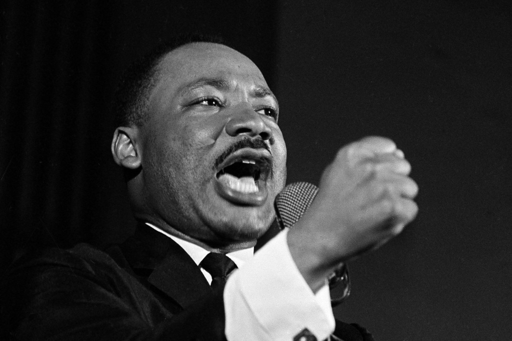 FILE - Dr. Martin Luther King Jr. delivers a speech in Selma, Ala., Feb. 12, 1965. (AP Photo/Horace Cort, file)