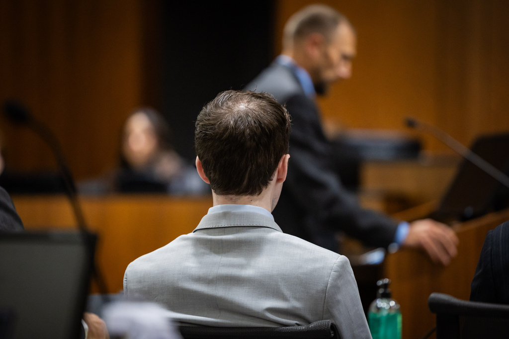 Tyler Robinson, accused in the fatal shooting of Charlie Kirk, listens as Deputy Utah County Attorney Ryan McBride speaks during a preliminary hearing at the 4th District Court in Provo, Utah, Friday, July 10, 2026. (Tess Crowley/The Deseret News via AP, Pool)