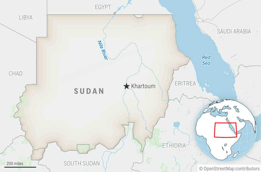 This is a locator map for Sudan with its capital, Khartoum. (AP Photo)