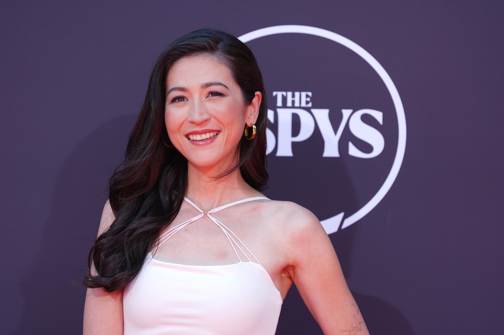 FILE - Mina Kimes arrives at the ESPY Awards at the Dolby Theatre in Los Angeles, Wednesday, July 16, 2025. (AP Photo/Chris Pizzello, File)