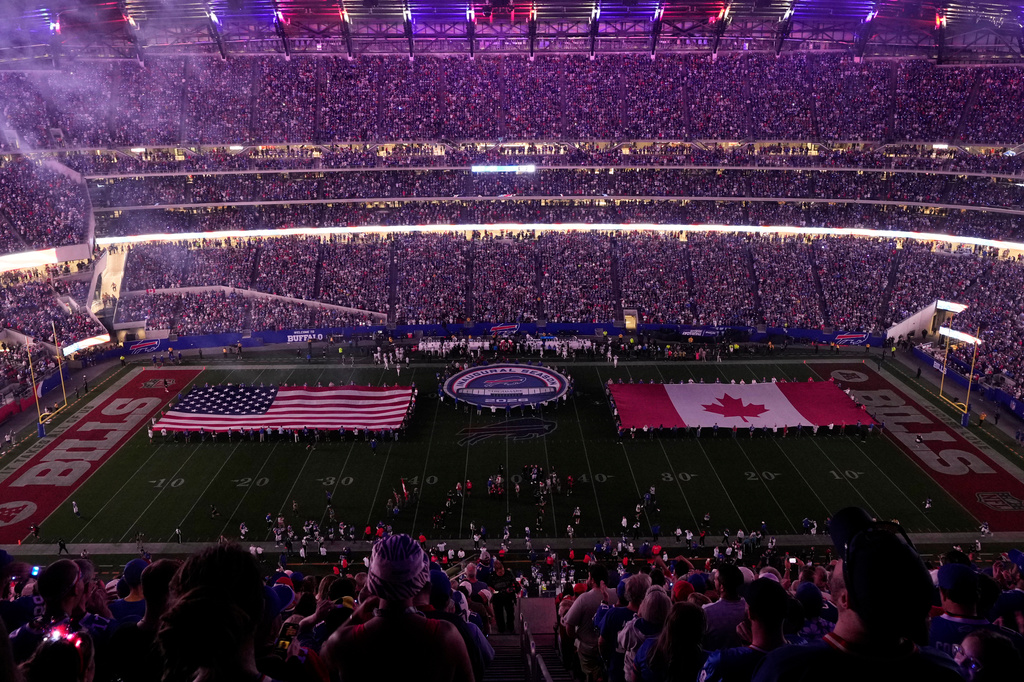 A general view of the interior of Highmark Stadium before an NFL football game between the Buffalo Bills and Detroit Lions in Orchard Park, N.Y., Thursday, Sept. 17, 2026. (AP Photo/Sue Ogrocki)