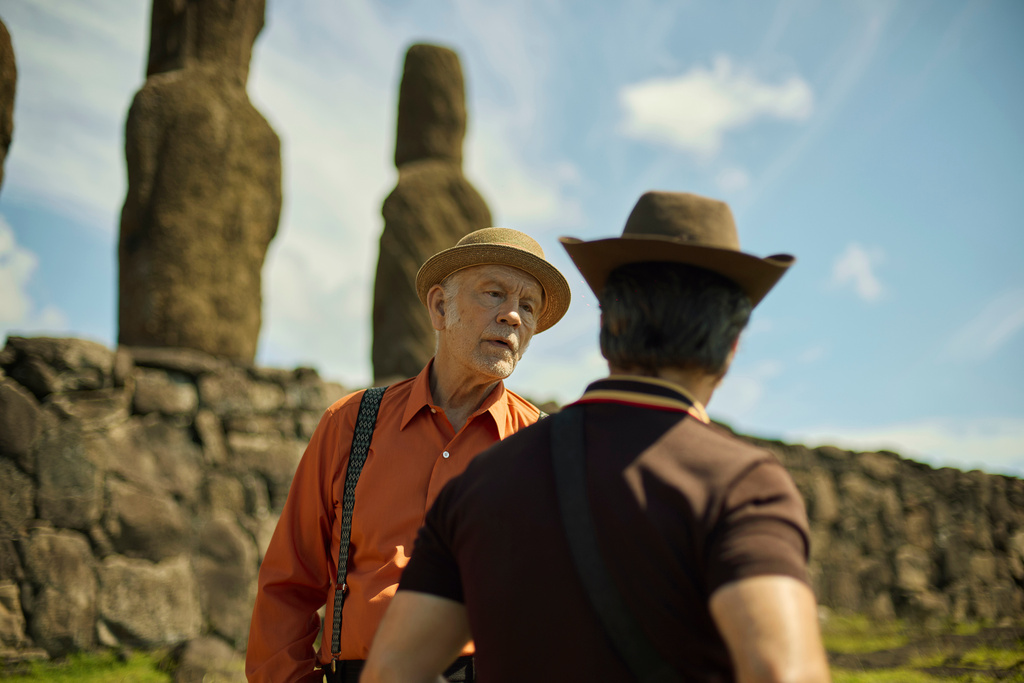 This image released by Searchlight Pictures shows John Malkovich in a scene from "Wild Horse Nine." (Diego Araya Corvalán/Searchlight Pictures via AP)