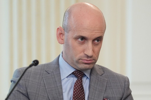 White House deputy chief of staff Stephen Miller listens as President Donald Trump speaks during a roundtable meeting on antifa in the State Dining Room at the White House, Wednesday, Oct. 8, 2025, in Washington. (AP Photo/Evan Vucci) White House deputy chief of staff Stephen Miller listens as President Donald Trump speaks during a roundtable meeting on antifa in the State Dining Room at the White House, Wednesday, Oct. 8, 2025, in Washington. (AP Photo/Evan Vucci)