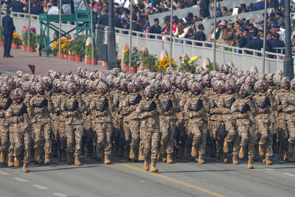 Indian army commandos march during the Republic Day parade celebrations in New Delhi, India, Monday, Jan. 26, 2026. (AP Photo/Manish Swarup)