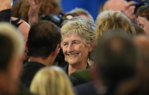 Independent candidate Catherine Connolly meets supporters at Dublin Castle ahead of the announcement at Dublin Caste in Ireland's presidential election to replace Michael D Higgins, who has served the maximum two seven-year terms, in Dublin, Ireland, Saturday Oct. 25, 2025. (Niall Carson/via AP) Independent candidate Catherine Connolly meets supporters at Dublin Castle ahead of the announcement at Dublin Caste in Ireland's presidential election to replace Michael D Higgins, who has served the maximum two seven-year terms, in Dublin, Ireland, Saturday Oct. 25, 2025. (Niall Carson/via AP)