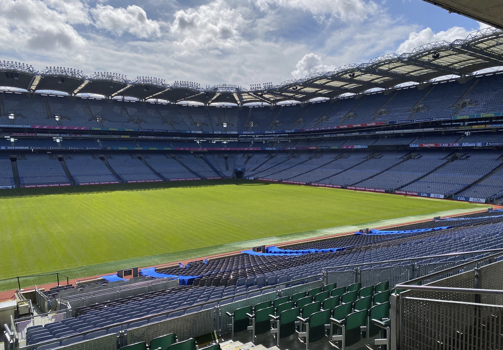 FILE - A view from inside Croke Park in Dublin, Ireland, Thursday, Aug. 24, 2023. (AP Photo/Ken Maguire, File)