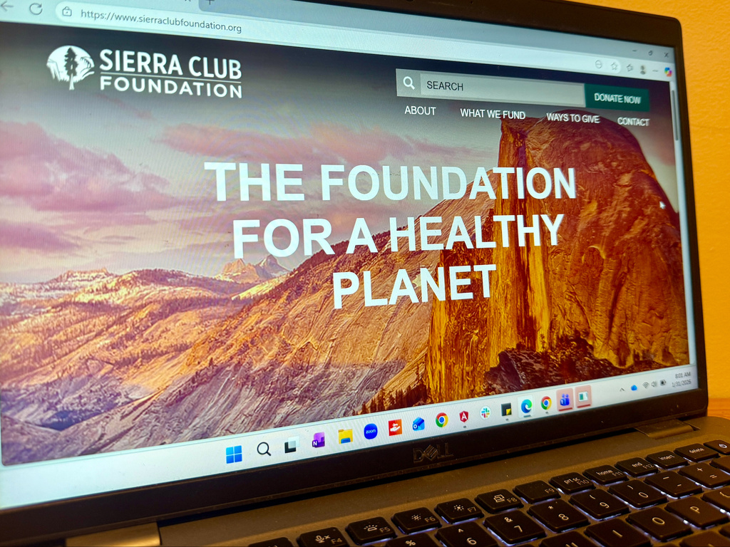 The Sierra Club Foundation's website sits open on a laptop in New York on Saturday, Jan. 31, 2026. (AP Photo/James Pollard)