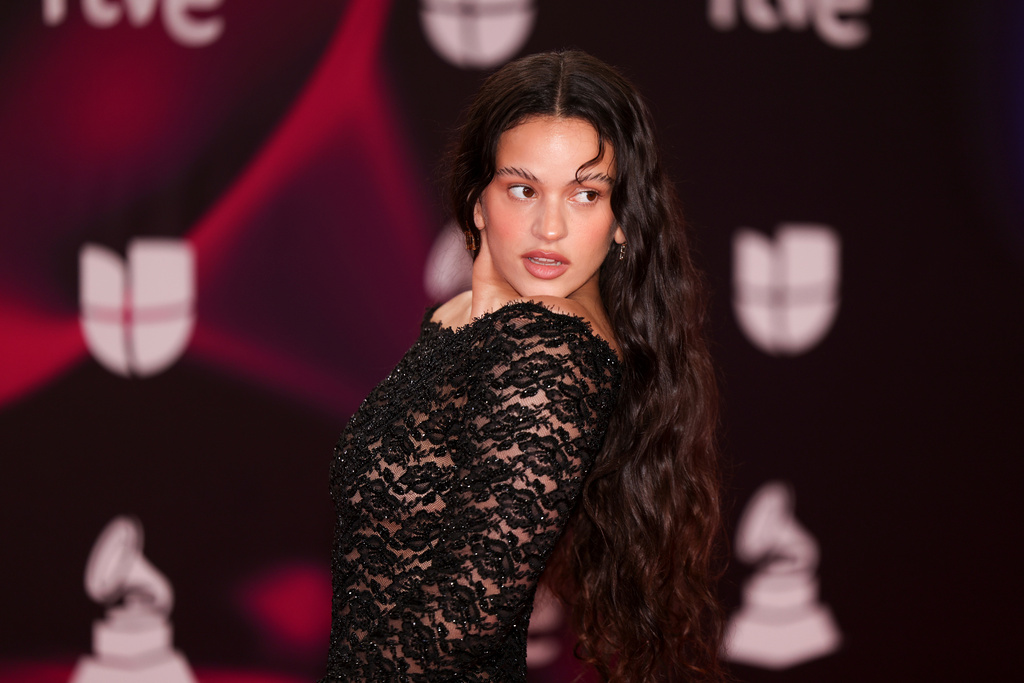 FILE - Rosalía appears at the 24th annual Latin Grammy Awards in Seville, Spain, on Nov. 16, 2023. (Photo by Vianney Le Caer/Invision/AP, File)