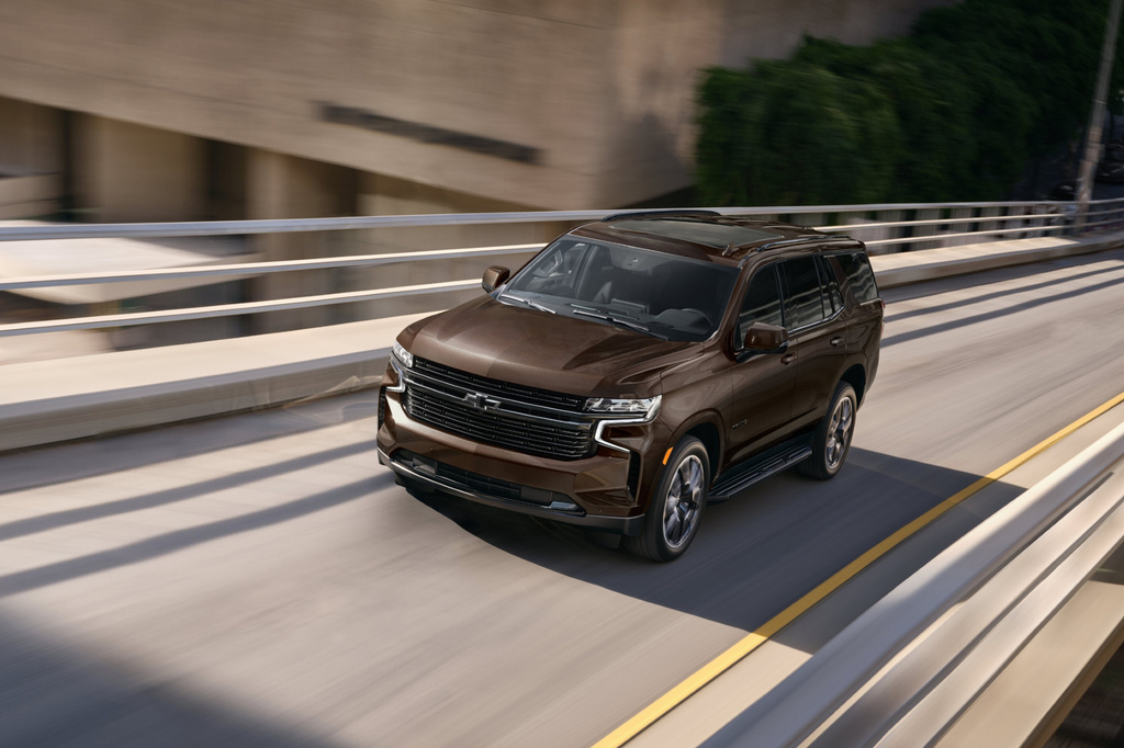This photo provided by Chevrolet shows the 2023 Tahoe. The Tahoe is a capable vehicle for towing that can be outfitted with a lot of Chevy's latest technology features. (Courtesy of General Motors via AP)