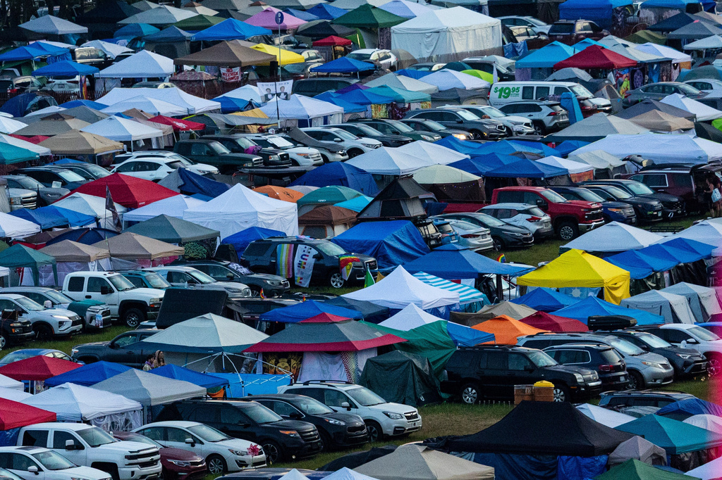 FILE - The general admission campground during the first day of Electric Forest music festival at the Double JJ Resort in Rothbury, Mich., June 19, 2025. (Joel Bissell/MLive.com/Kalamazoo Gazette via AP, File)