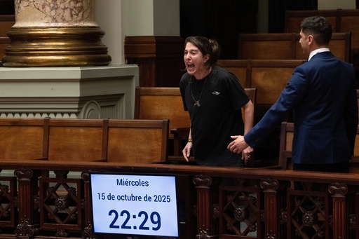 A woman shouts, "Murderers" in Spanish after Uruguay's senate passed a law decriminalizing euthanasia, in Montevideo, Uruguay, Wednesday, Oct. 15, 2025. (AP Photo/Matilde Campodonico) A woman shouts, "Murderers" in Spanish after Uruguay's senate passed a law decriminalizing euthanasia, in Montevideo, Uruguay, Wednesday, Oct. 15, 2025. (AP Photo/Matilde Campodonico)