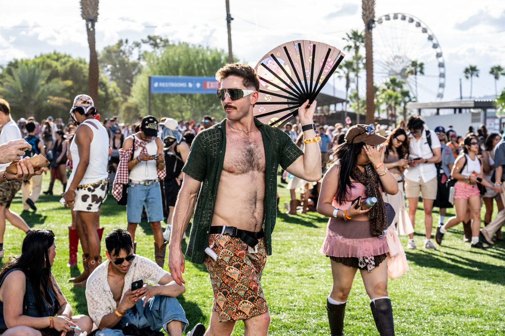 Festivalgoers are seen during the first weekend of Coachella Valley Music and Arts Festival on Friday, April 10, 2026, in Indio, Calif. (Photo by Amy Harris/Invision/AP)