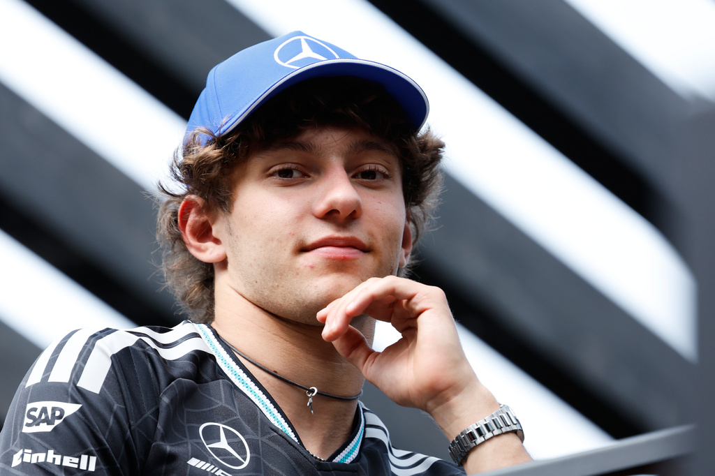 Mercedes driver Andrea Kimi Antonelli of Italy walks in the drivers area ahead of the Formula One Grand Prix at the Spa-Francorchamps racetrack in Spa, Belgium, Thursday, July 16, 2026. (AP Photo/Geert Vanden Wijngaert)