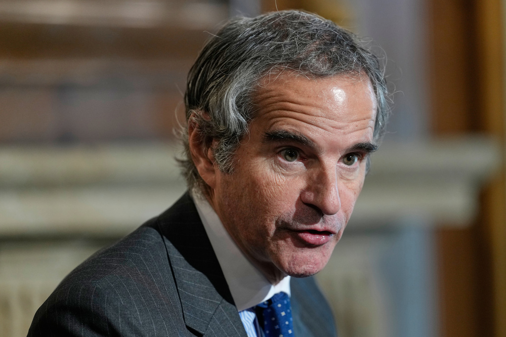 FILE - Rafael Grossi speaks during an event at the Council on Foreign Relations in New York, April 23, 2026. (AP Photo/Seth Wenig, File)