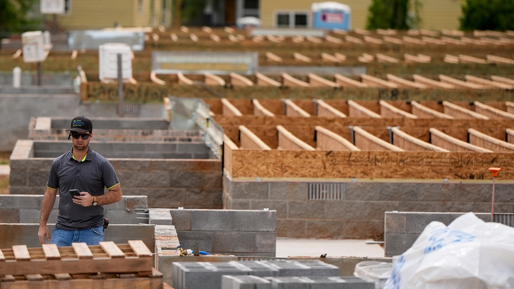 Jacob Rufenacht, construction director at Langston Park walks in the area, April 13, 2026, in Atlanta. (AP Photo/Mike Stewart)
