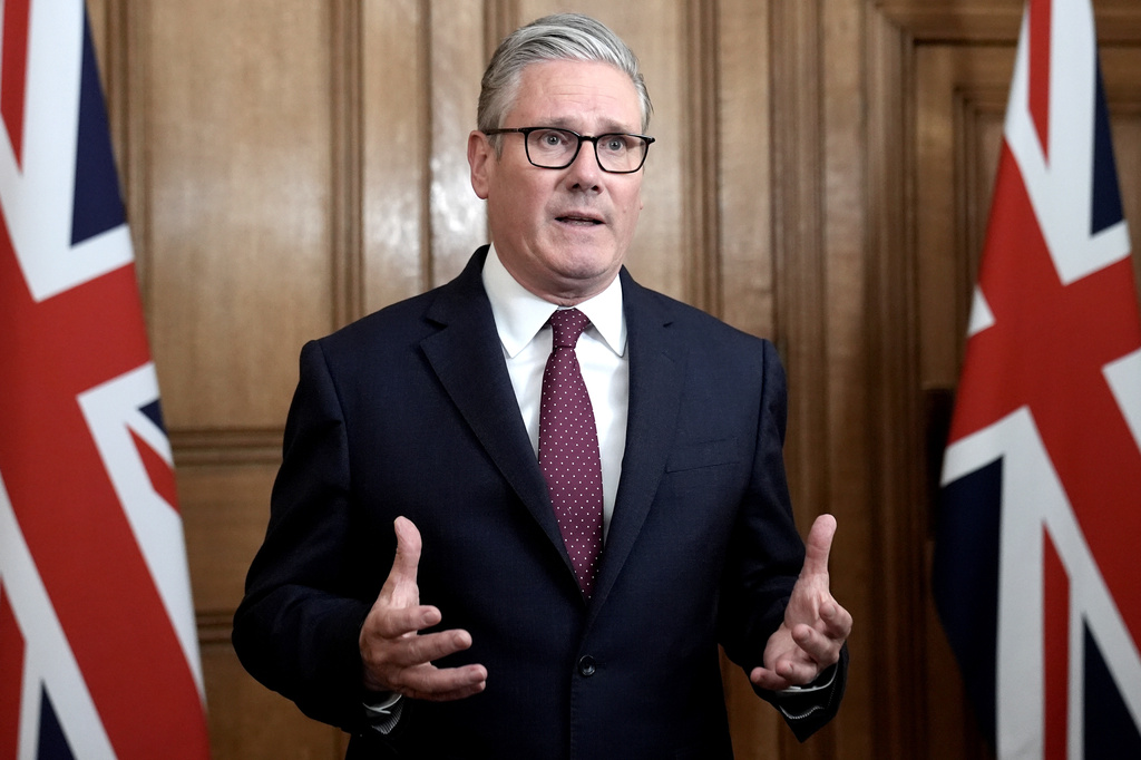 Britain's Prime Minister Sir Keir Starmer speaks in Downing Street after chairing a Cobra meeting following two people being stabbed in Golders Green, north-west London, Wednesday, April 29, 2026. (Stefan Rousseau/PA via AP, Pool)