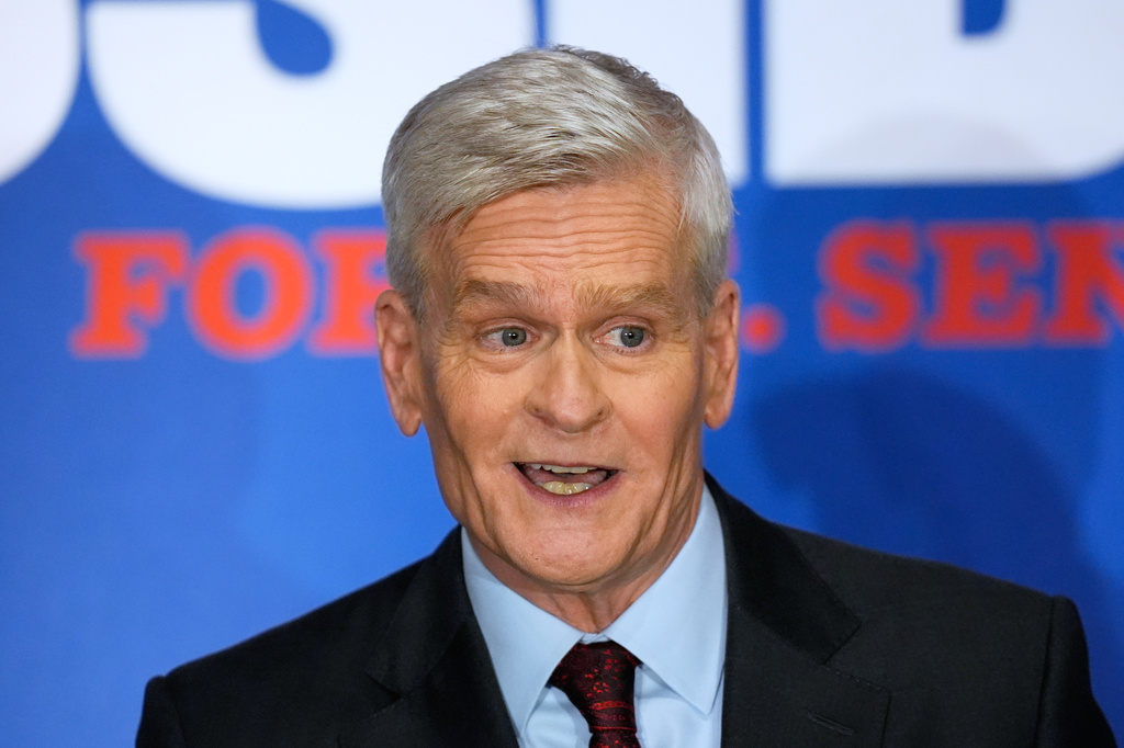 Sen. Bill Cassidy, R-La., speaks to supporters during an election night watch party Saturday, May 16, 2026, in Baton Rouge, La. (AP Photo/Gerald Herbert)