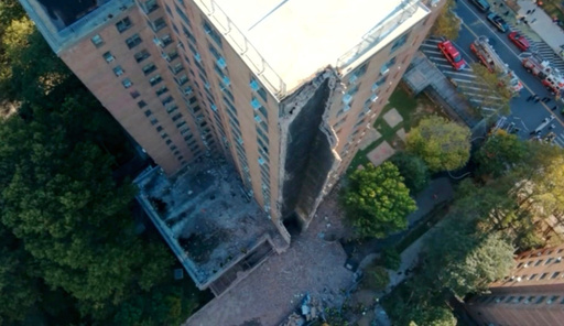 This image provided by the Fire Department of New York, FDNY shows part of a high-rise apartment building that collapsed, leaving a corner of the building in a pile of rubble, in New York, Wednesday, Oct. 1, 2025. (FDNY via AP) This image provided by the Fire Department of New York, FDNY shows part of a high-rise apartment building that collapsed, leaving a corner of the building in a pile of rubble, in New York, Wednesday, Oct. 1, 2025. (FDNY via AP)
