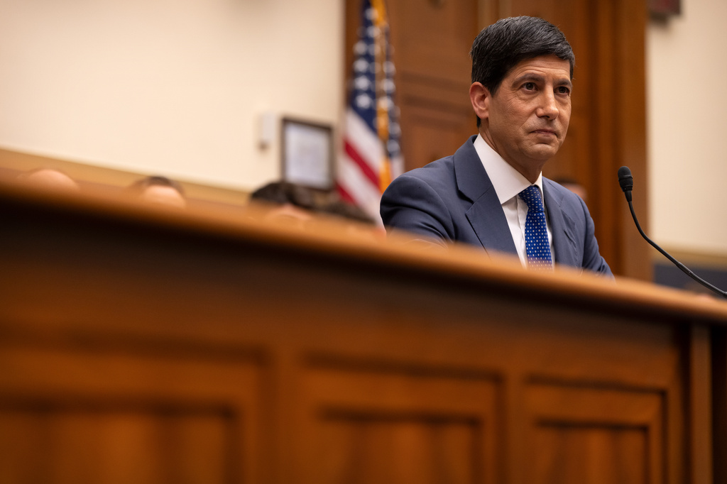 Federal Reserve Chairman Kevin Warsh appears before the House Financial Services Committee on Capitol Hill, Tuesday, July 14, 2026, in Washington. (AP Photo/Mark Schiefelbein)