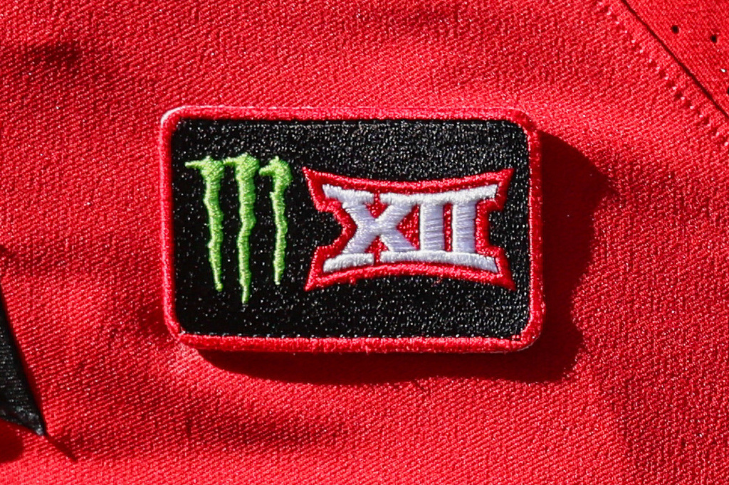 FILE - A Texas Tech player wears a Monster/Big 12 patch on his jersey during an NCAA college football game against Sam Houston State, Sept. 26, 2026, in Lubbock, Texas. (AP Photo/Chase Seabolt, File)