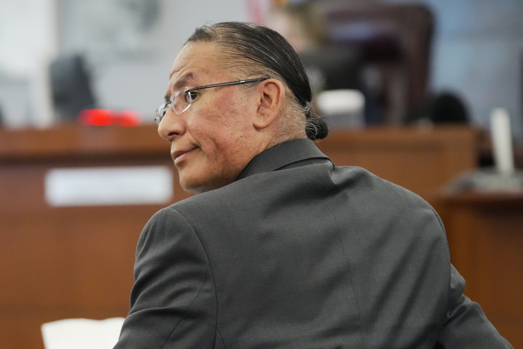 Nathan Chasing Horse appears for his trial on charges of sexually abusing Indigenous women and girls Tuesday, Jan. 13, 2026, in Las Vegas. (AP Photo/Ty ONeil)