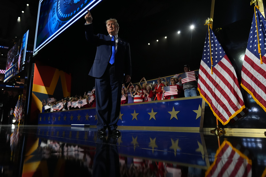 President Donald Trump leaves the RNC Midterm Convention, Wednesday, Sept. 9, 2026, in Dallas. (AP Photo/Jacquelyn Martin)