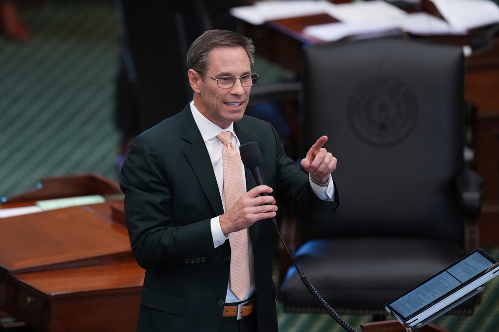FILE - Texas state Sen. Nathan Johnson, D-Dallas, speaks against a bill that would add new abortion restrictions Sept. 3, 2025, in Austin, Texas. (AP Photo/Eric Gay, File)
