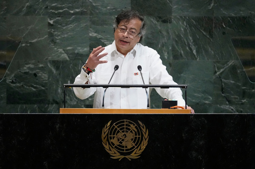 President of Colombia Gustavo Petro Urrego addresses the 80th session of the United Nations General Assembly, Tuesday, Sept. 23, 2025, at U.N. headquarters. (AP Photo/Pamela Smith) President of Colombia Gustavo Petro Urrego addresses the 80th session of the United Nations General Assembly, Tuesday, Sept. 23, 2025, at U.N. headquarters. (AP Photo/Pamela Smith)