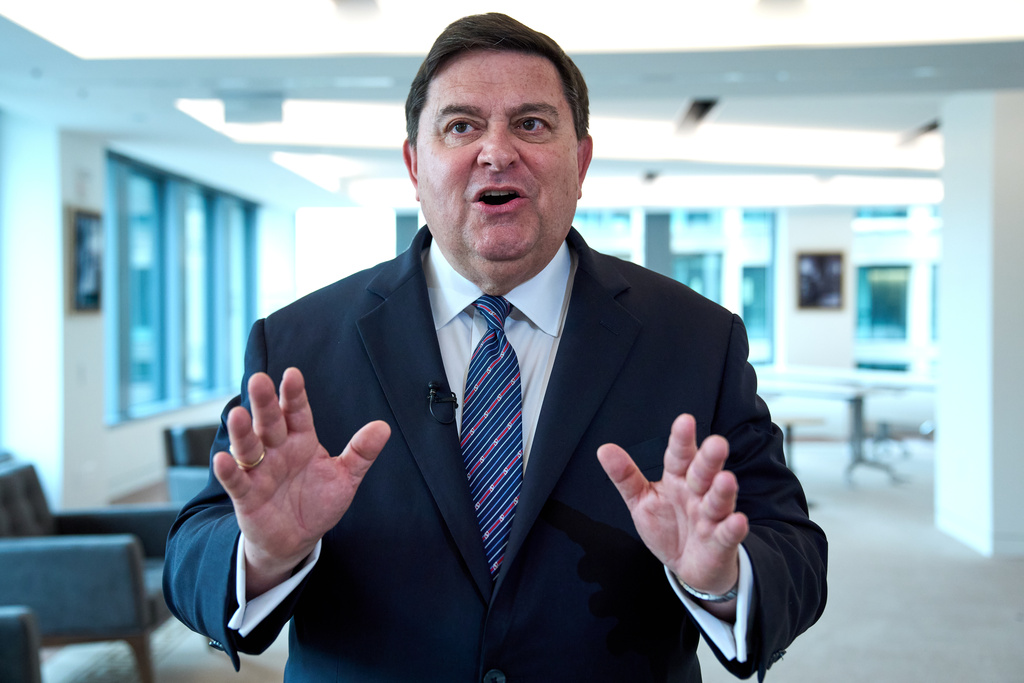Stewart McLaurin, president of the White House Historical Association, speaks about the history of the East Wing of the White House, construction of a new ballroom, and President John Adams moving into the White House, during an interview with The Associated Press, Tuesday, Oct. 28, 2025, in Washington. (AP Photo/Jacquelyn Martin)