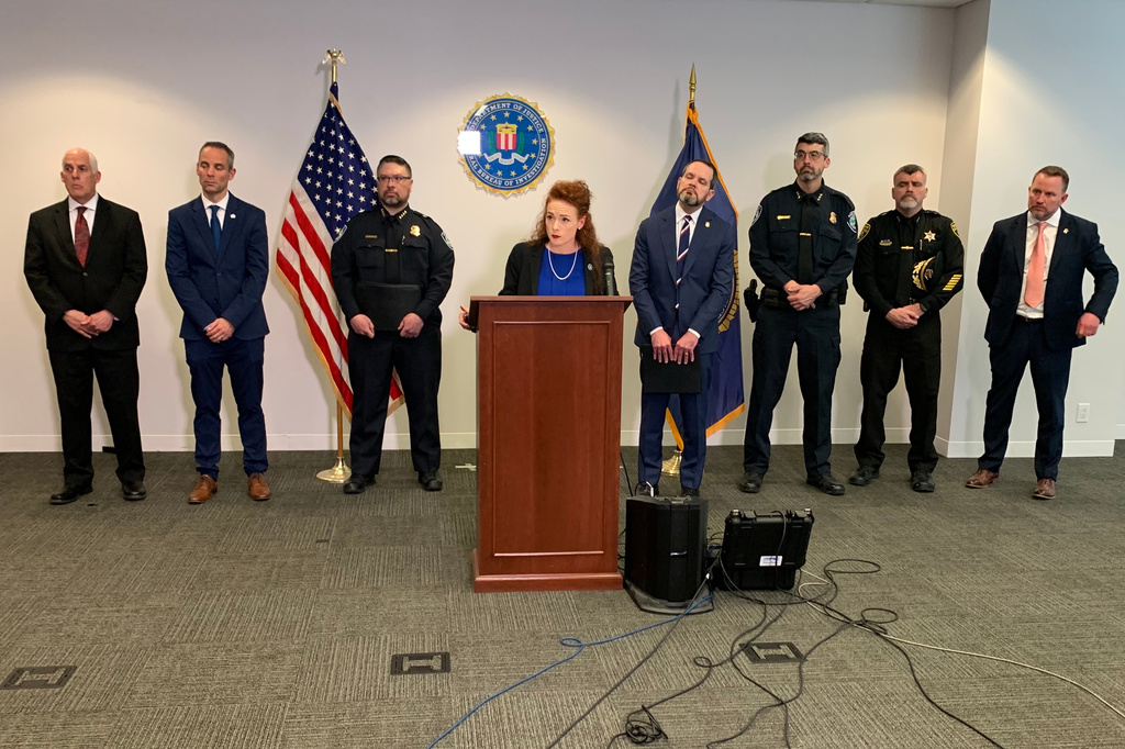 Jennifer Runyan, special agent in charge of the FBI Detroit field office, speaks during a news conference, Monday, March 30, 2026, in Detroit. (AP Photo/Mike Householder)