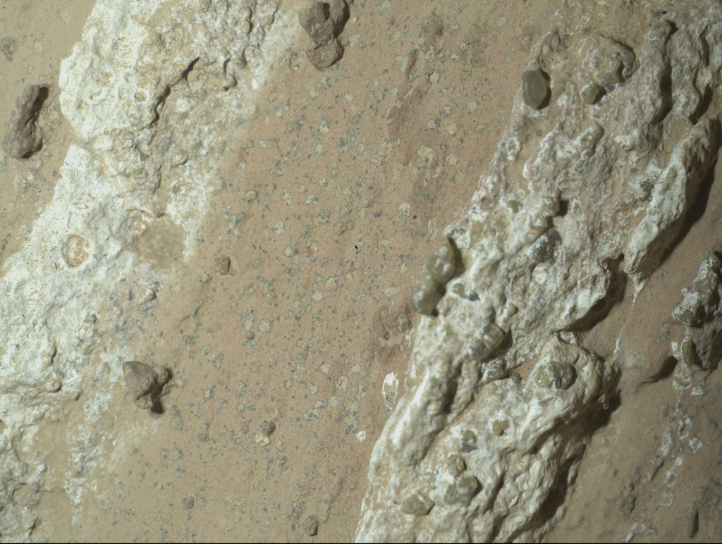 This image provided by NASA shows leopard spots on a reddish rock nicknamed “Cheyava Falls” in Mars’ Jezero Crater discovered by NASA’s Perseverance rover in July 2024. (NASA via AP)