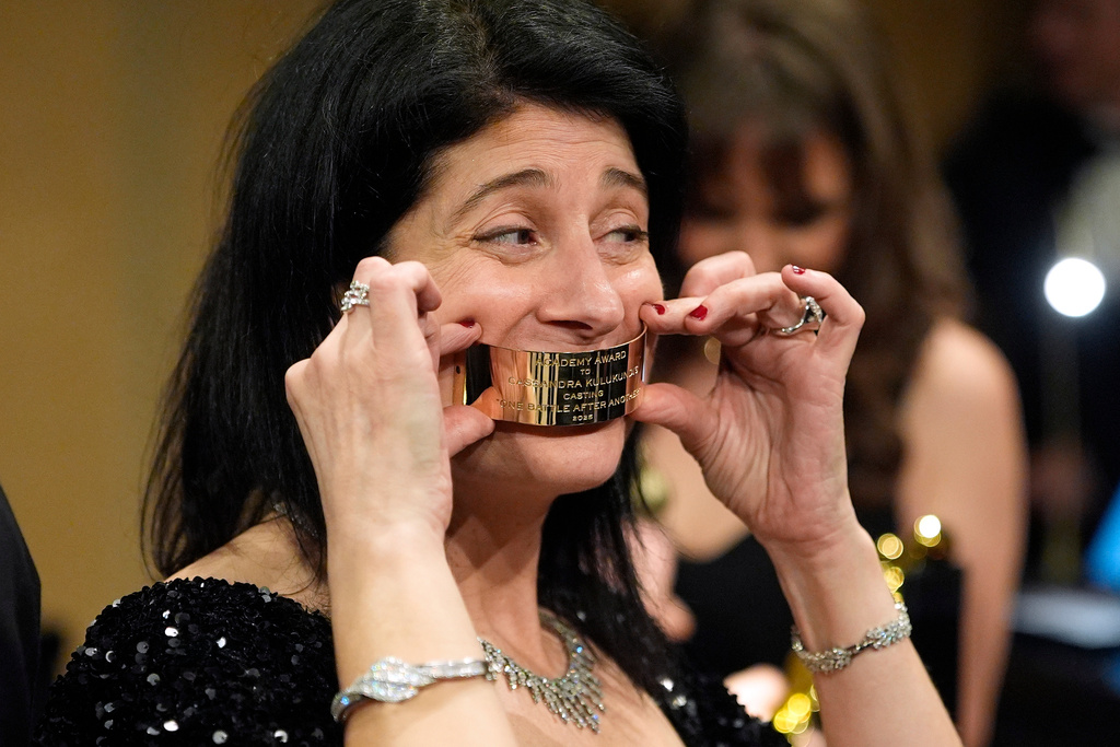 Cassandra Kulukundis, winner of the award for casting for "One Battle After Another," attends the Governors Ball after the Oscars on Sunday, March 15, 2026, in Los Angeles. (AP Photo/John Locher)