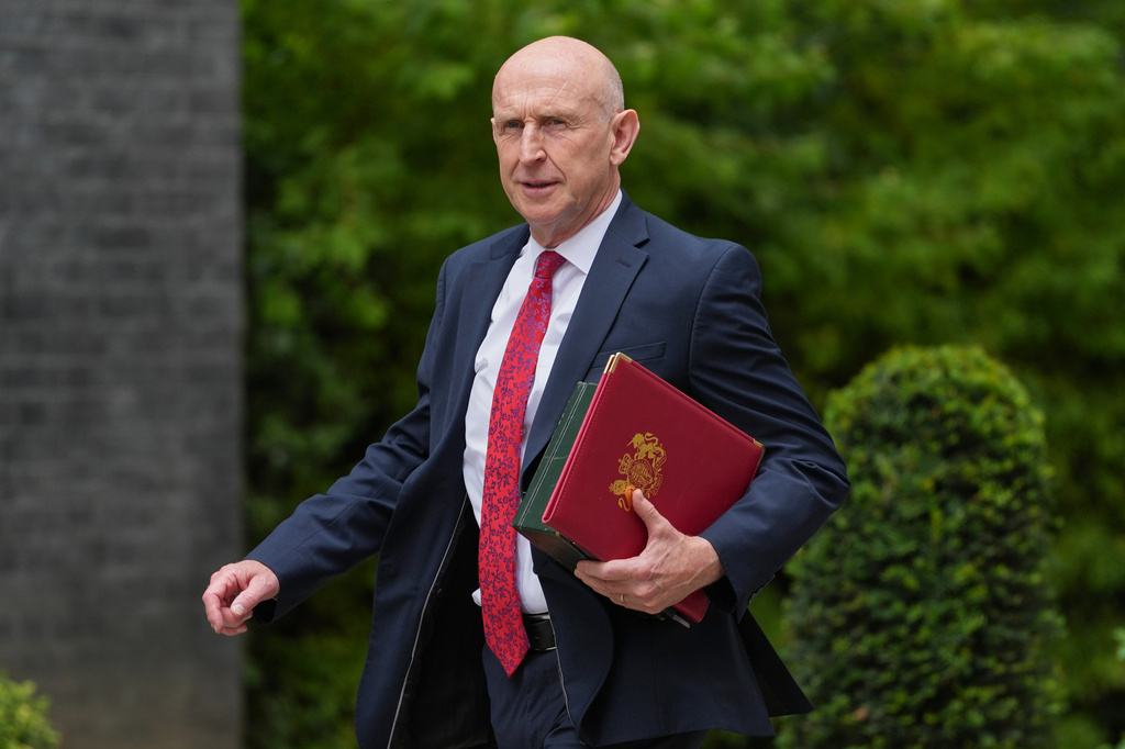 John Healey, Britain's Chancellor of the Exchequer, arrives for a Cabinet meeting in Downing Street in London, Tuesday, July 21, 2026. (AP Photo/Kirsty Wigglesworth)