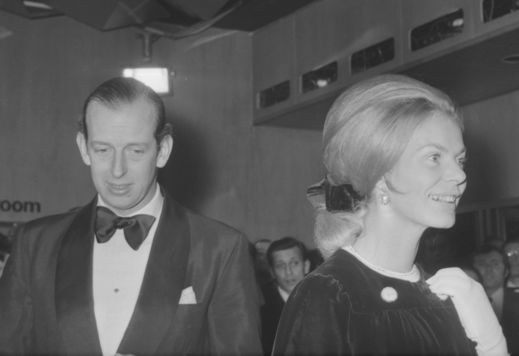 FILE - Prince Edward and Katharine, Duke and Duchess of Kent, pictured on arrival in the foyer of the Odeon Theatre in London, England, for the premiere of "On Her Majesty's Secret Service", on Dec. 18, 1969. (AP Photo/Robert Dear, File)