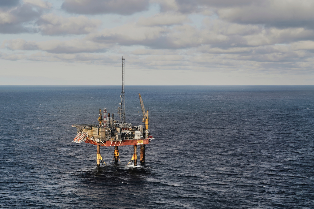 FILE -The INEOS Energy's Siri platform seen from a helicopter above the North Sea, Denmark, Nov. 25, 2025. (AP Photo/James Brooks, File)