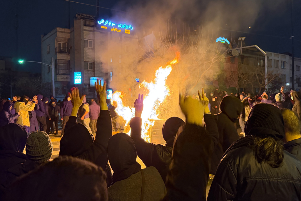 FILE - In this photo obtained by The Associated Press, Iranians attend an anti-government protest in Tehran, Iran, Friday, Jan. 9, 2026. (UGC via AP, File)
