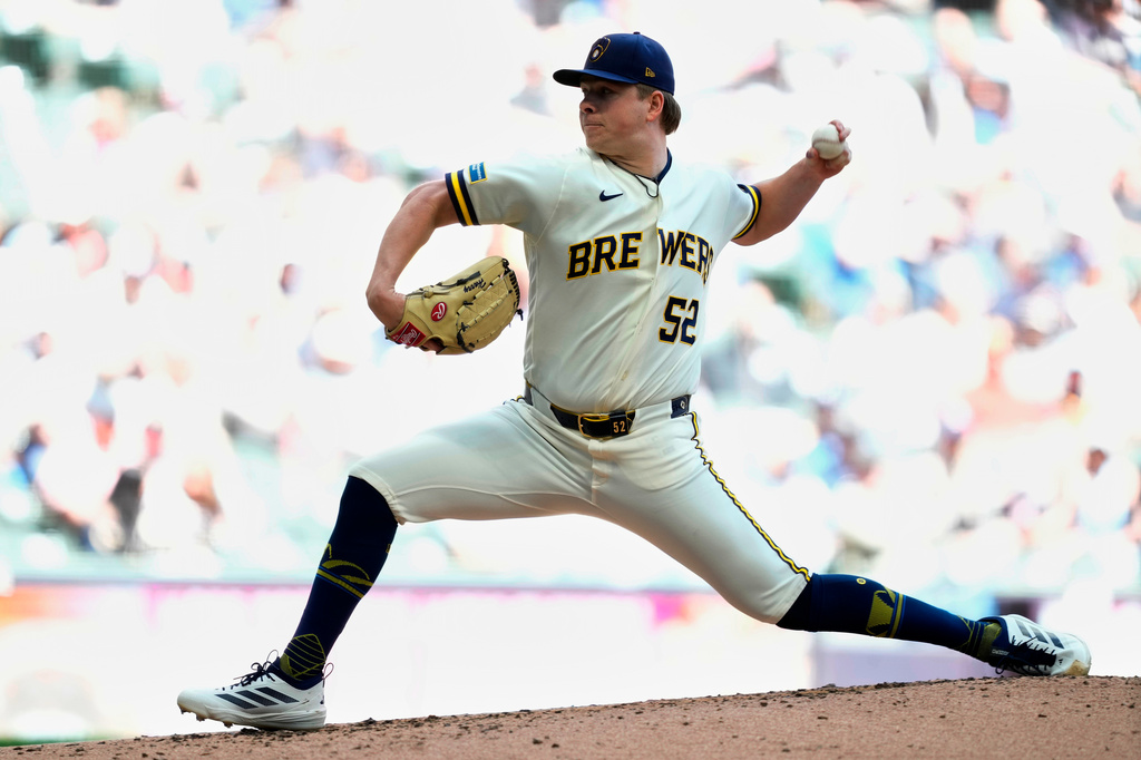 Milwaukee Brewers pitcher Kyle Harrison throws during the second inning of a baseball game against the San Diego Padres, Thursday, May 14, 2026, in Milwaukee. (AP Photo/Kayla Wolf)